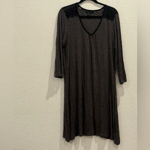 Rene Rofe Black Long Sleeve Sleepwear Dress